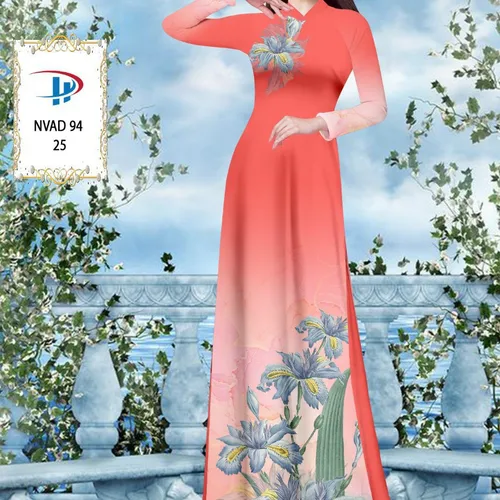 Vải ao dài loang màu phối hoa