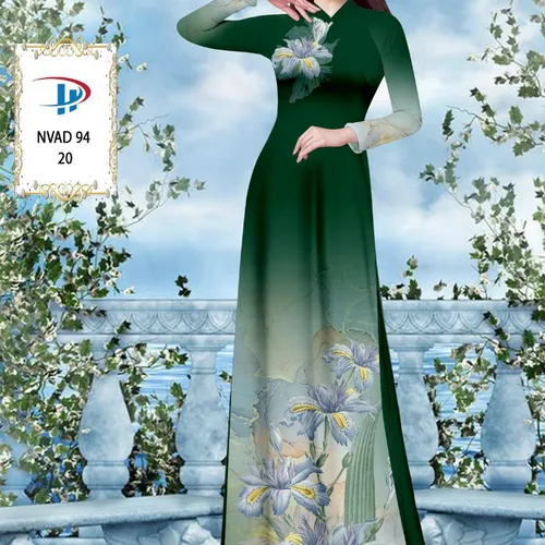 Vải ao dài loang màu phối hoa