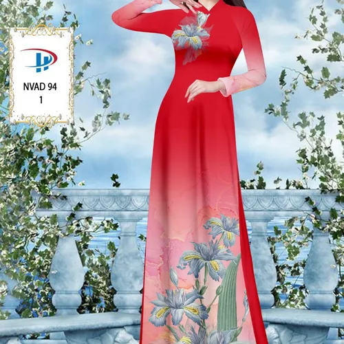 Vải ao dài loang màu phối hoa