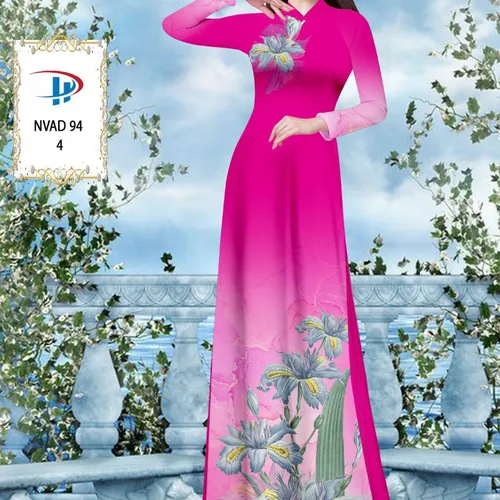 Vải ao dài loang màu phối hoa