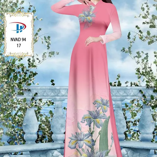 Vải ao dài loang màu phối hoa