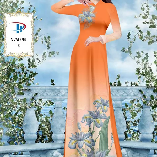 Vải ao dài loang màu phối hoa