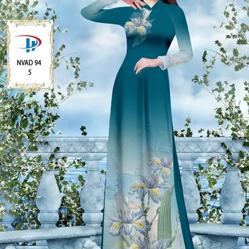 Vải ao dài loang màu phối hoa