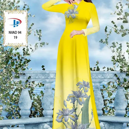 Vải ao dài loang màu phối hoa