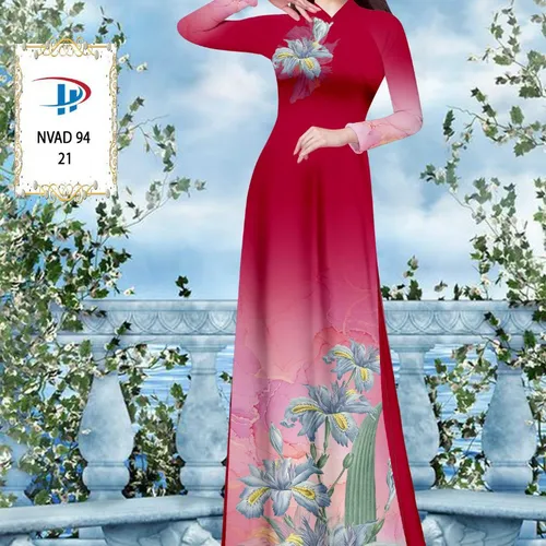 Vải ao dài loang màu phối hoa