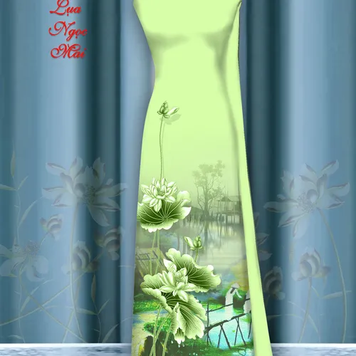 Vải áo dài hoa sen in 3d