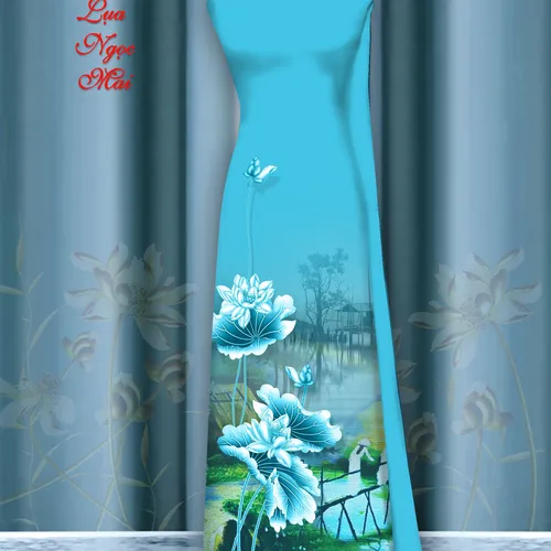 Vải áo dài hoa sen in 3d