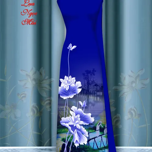 Vải áo dài hoa sen in 3d