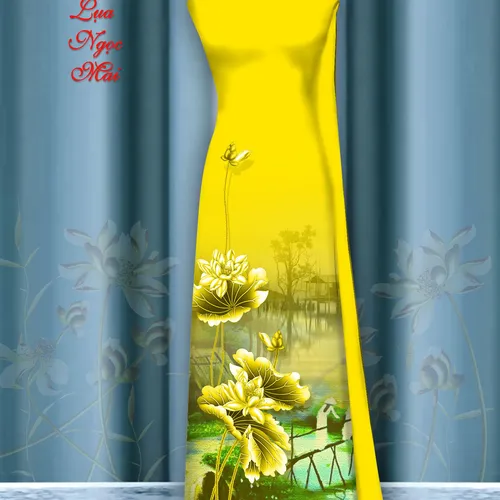 Vải áo dài hoa sen in 3d