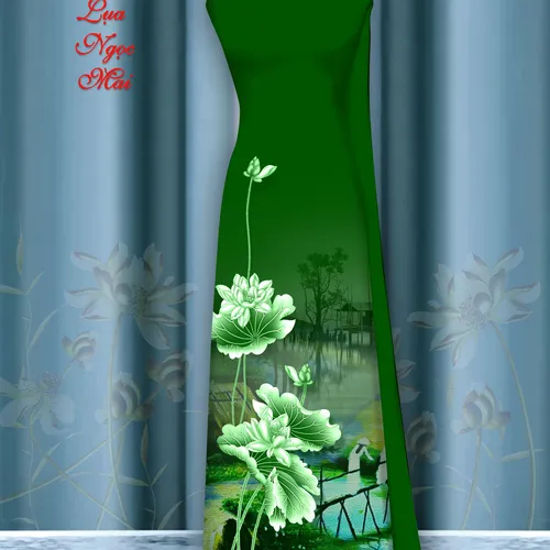 Vải áo dài hoa sen in 3d