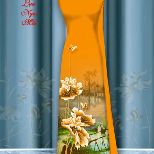Vải áo dài hoa sen in 3d