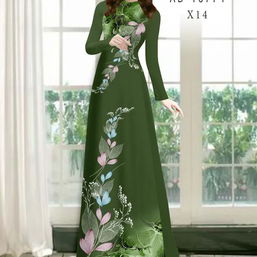 Vải áo dài hoa và lá