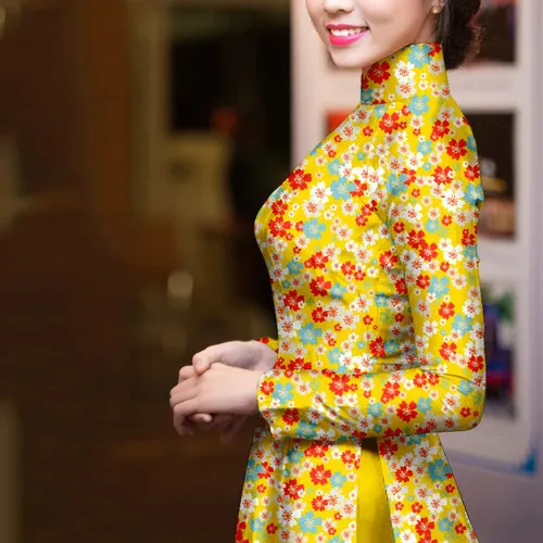 Vải áo dài hoa nhí đẹp