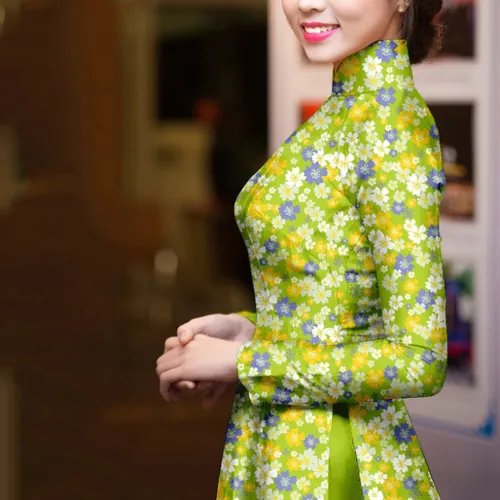 Vải áo dài hoa nhí đẹp