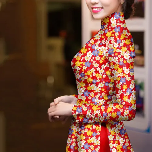 Vải áo dài hoa nhí đẹp