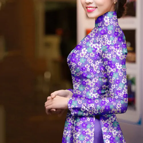 Vải áo dài hoa nhí đẹp