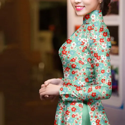 Vải áo dài hoa nhí đẹp