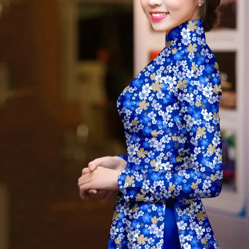 Vải áo dài hoa nhí đẹp
