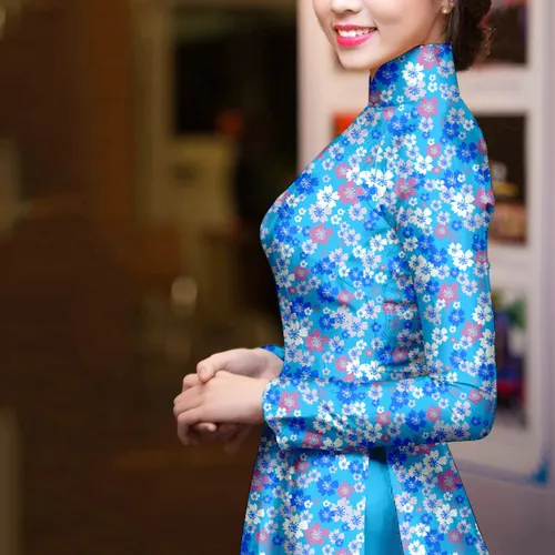 Vải áo dài hoa nhí đẹp
