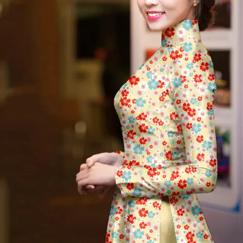Vải áo dài hoa nhí đẹp