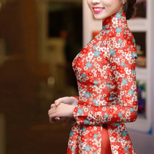 Vải áo dài hoa nhí đẹp