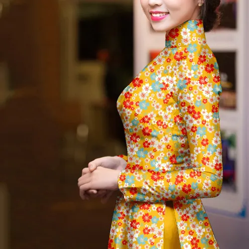 Vải áo dài hoa nhí đẹp