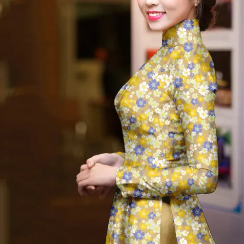 Vải áo dài hoa nhí đẹp