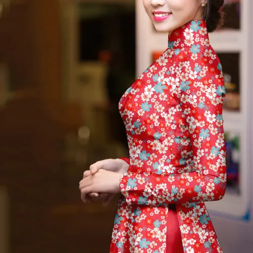 Vải áo dài hoa nhí đẹp