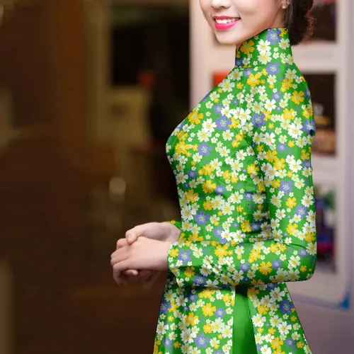 Vải áo dài hoa nhí đẹp