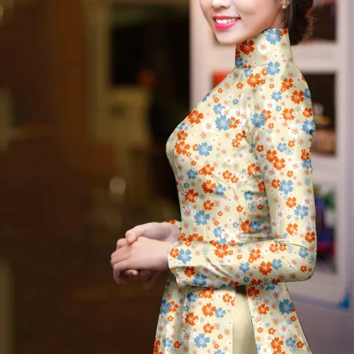 Vải áo dài hoa nhí đẹp