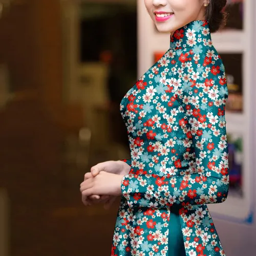 Vải áo dài hoa nhí đẹp