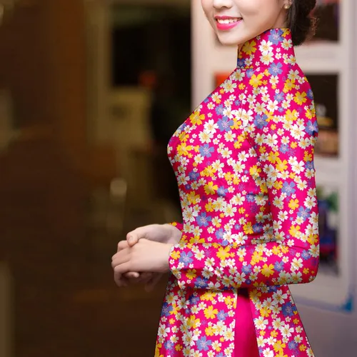 Vải áo dài hoa nhí đẹp