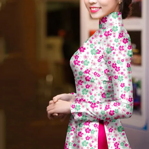 Vải áo dài hoa nhí đẹp