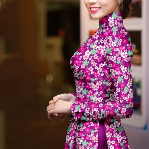 Vải áo dài hoa nhí đẹp