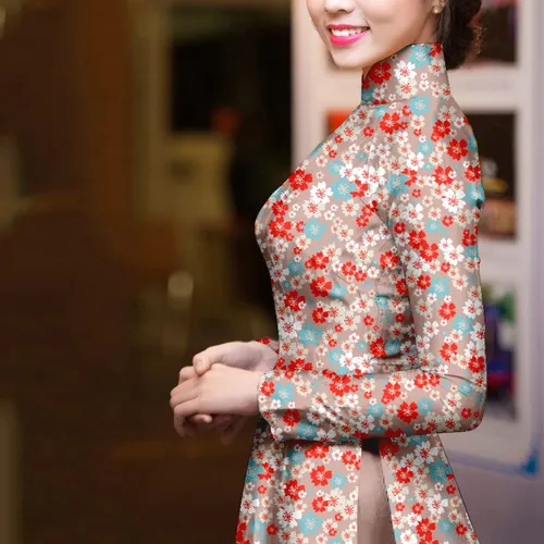 Vải áo dài hoa nhí đẹp