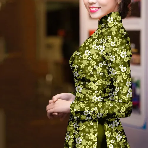 Vải áo dài hoa nhí đẹp
