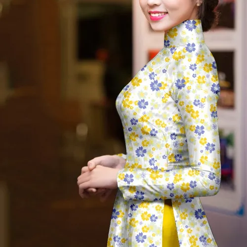 Vải áo dài hoa nhí đẹp
