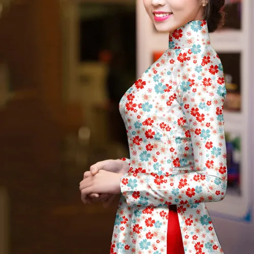 Vải áo dài hoa nhí đẹp