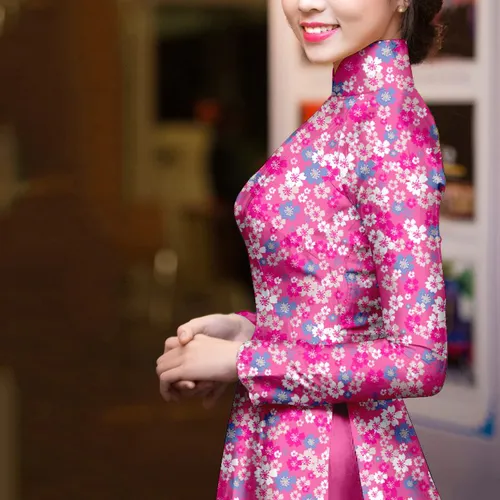 Vải áo dài hoa nhí đẹp