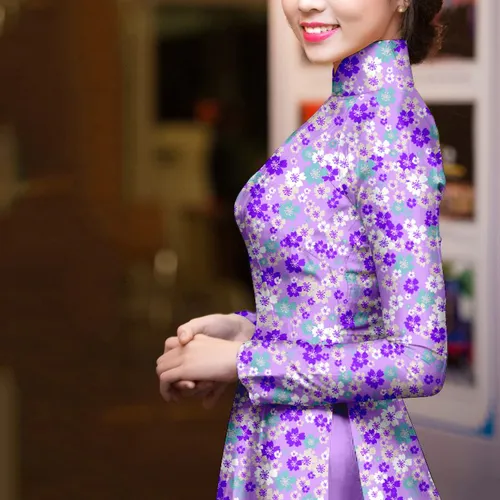 Vải áo dài hoa nhí đẹp