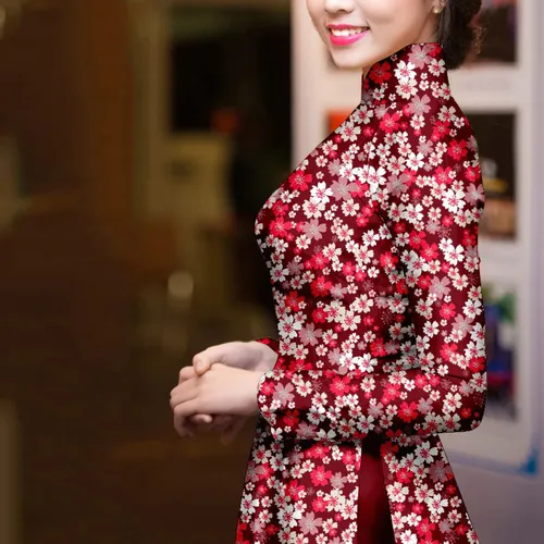 Vải áo dài hoa nhí đẹp