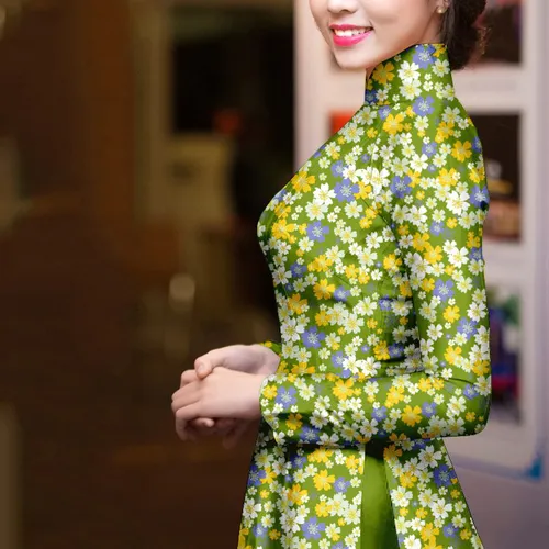 Vải áo dài hoa nhí đẹp