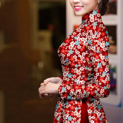 Vải áo dài hoa nhí đẹp