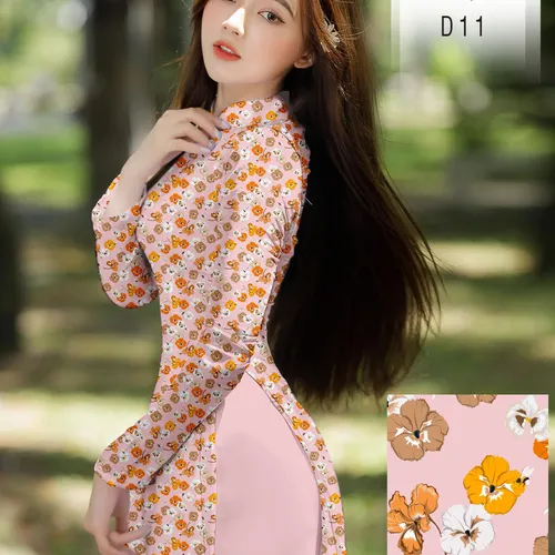 Vả áo dài hoa nhí siêu xinh
