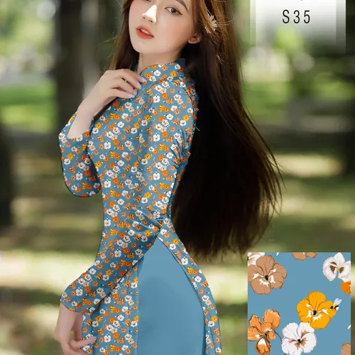 Vả áo dài hoa nhí siêu xinh