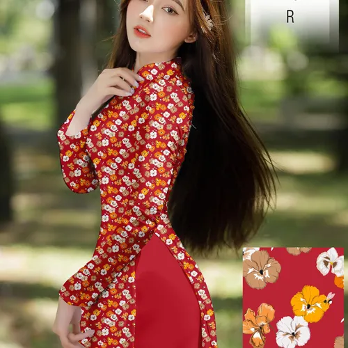 Vả áo dài hoa nhí siêu xinh