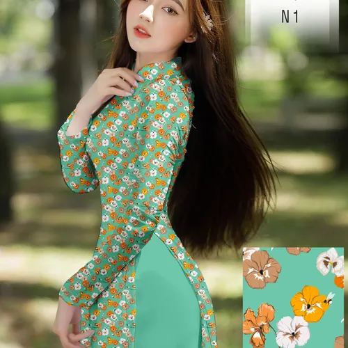 Vả áo dài hoa nhí siêu xinh