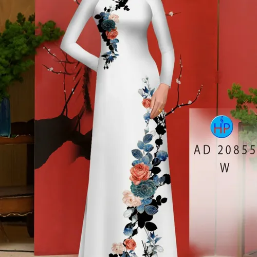 Vải áo dài hình hoa hồng đẹp
