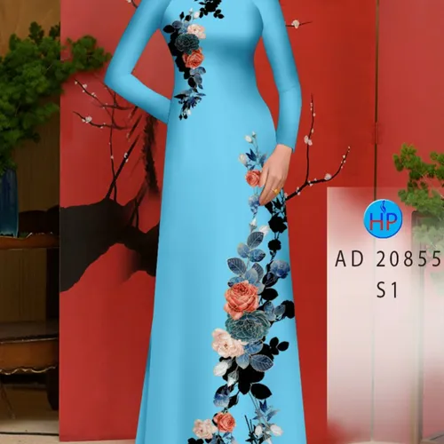 Vải áo dài hình hoa hồng đẹp