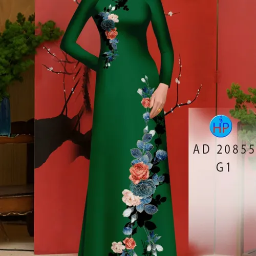 Vải áo dài hình hoa hồng đẹp